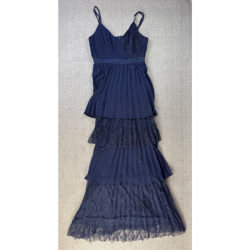 Lulus Date With a Daydream Lace Tiered Maxi Dress Navy Blue Size Small - Picture 3 of 12